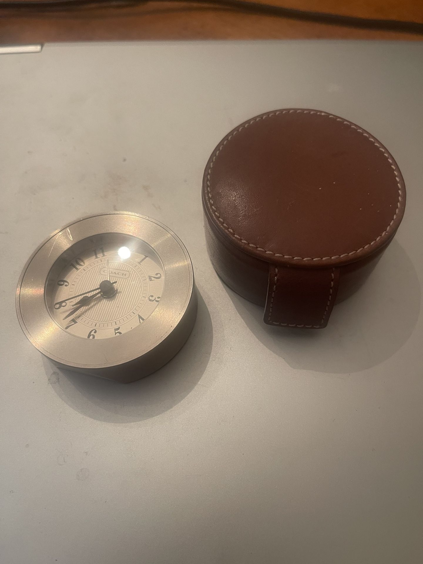 COACH travel Alarm Clock With Leather Case