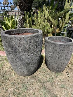 Black Lava Ceramic Pots-Garden Planters ($205 set of two)