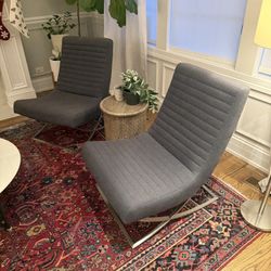 Crate & Barrel Cooper Armless Chairs with Stainless Steel sled bases