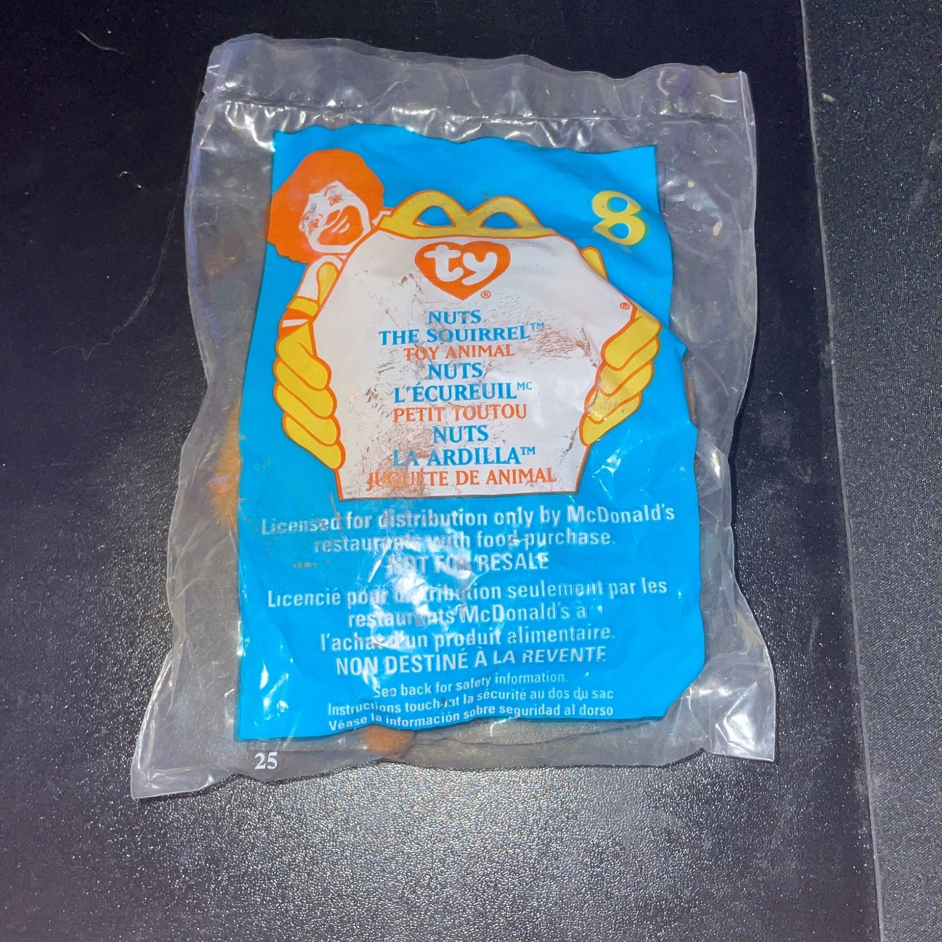 New 1999 McDonald’s Ty Teenie Beanie Baby Nuts The Squirrel #8 Happy Meal Toy