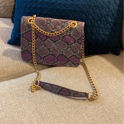 Crossbody/ Anthropologie/ leather Cross body / Snake Print Purse / Italian Leather Bag