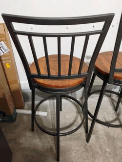 Metal and Wood Swivel Bar Stools – Set of 2