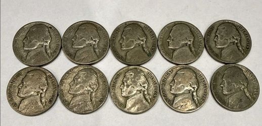 Lot of Ten Silver War Nickels  WWII History Lot - 10 Vintage Silver Nickels  🔥
