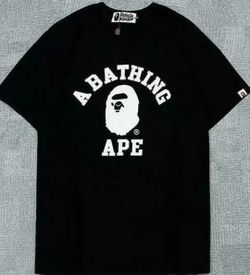 Men's Bape Monkey head Ape Letter Shirt Black XLarge