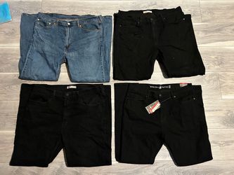 Mens Jeans Lot of 4 Levis 505 Beverly Hills Polo Club Size 38x30 Blue Black