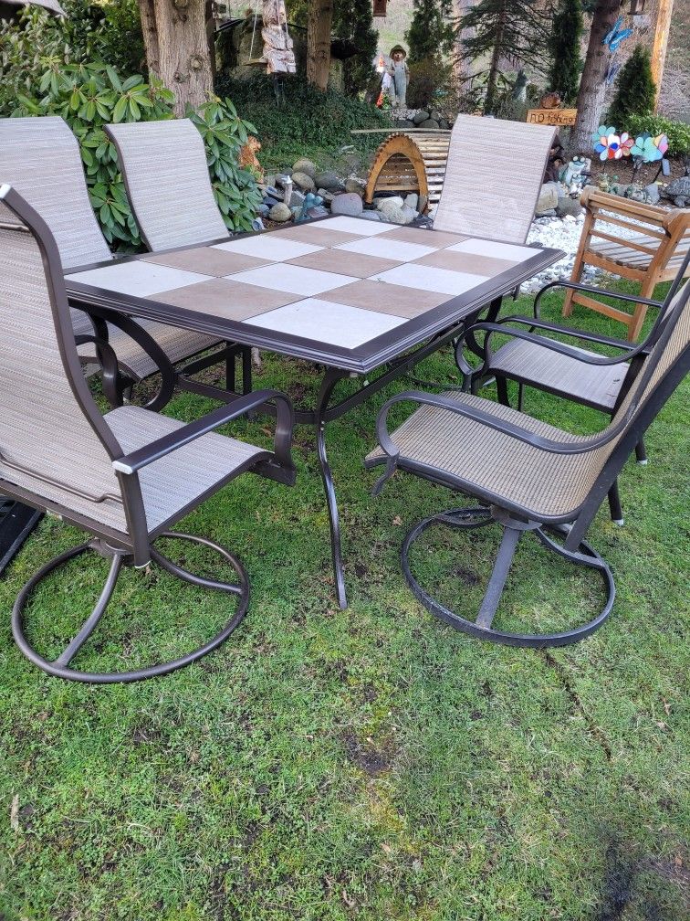 Patio Tile Table / 6 Highback Chairs for Sale in Kent, WA OfferUp