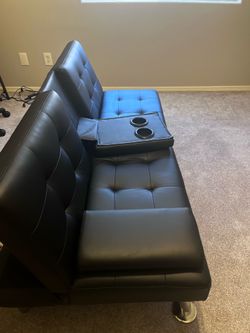 Black leather futon