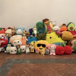 Squishmellows and few Other Stuffed Animals. 