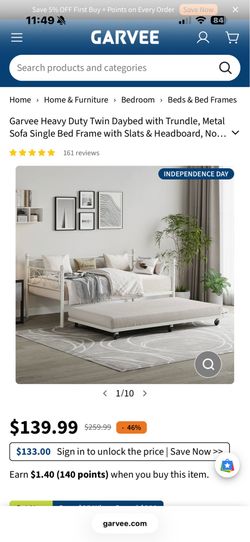 White Metal bed frame twin trundle with 2 mattresses