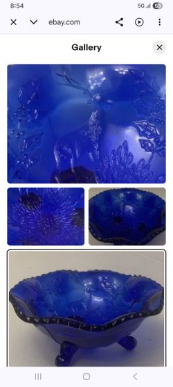 Fenton Cobalt Blue Deer/holly