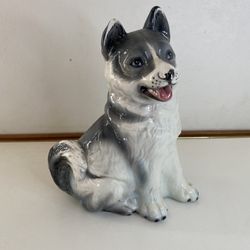 Ceramic Husky Dog Figural, Home Decor