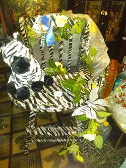 High chair for porch it's done in zebra