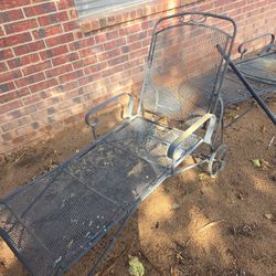Lawn Metal Chairs And Plant  Stand