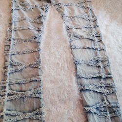 Men's Denim Stone Wash Stacked Flared Distress