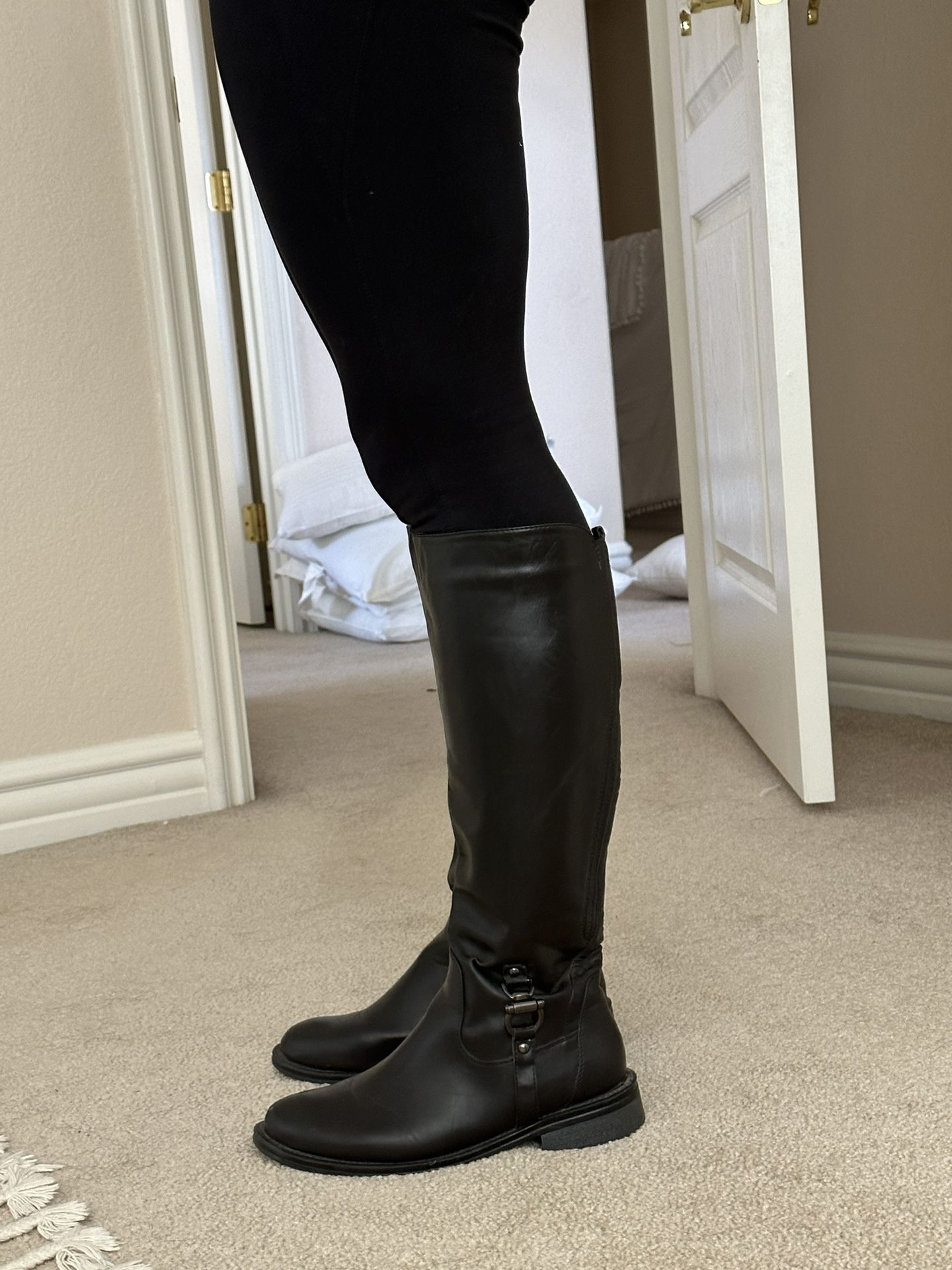 Boots- Black Faux Leather Boots  Size 7.5