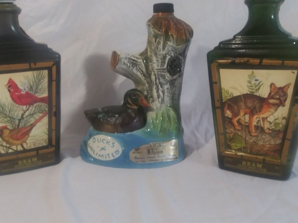 Vintage Jim Beam Whiskey Bottle Set