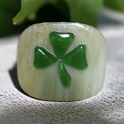 Irish Shamrock Clover green fused glass pin brooch