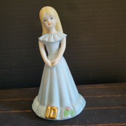 Vintage 1981 Enesco Growing Up Girls 5”  Birthday 10 Blonde