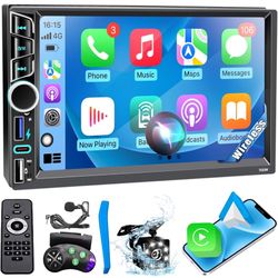 Brand New Unopened   7" Double Din Car Stereo with Wireless Apple CarPlay&Android Auto,180W Outputs, Bluetooth 5.2/FM/USB-C/38W Fast Charge/Physical K