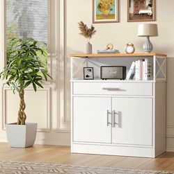 Kitchen Buffet Cabinet with Adjustable Shelf, Modern Kitchen Storage Cabinet,Farmhouse Coffee Bar Ca