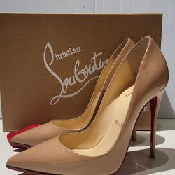 Christian Louboutin 37 US 7 or 6.5 nude beige so kate 120 mm