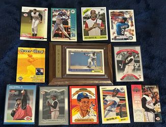 Ken Griffey Jr. 12 Card Lot + Wooden Plaque Mariners Reds HOF