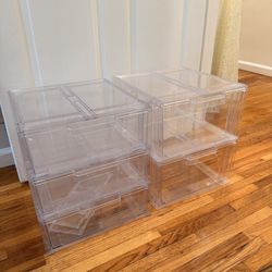 Stackable Plastic Clear Storage Drawers Boxes 