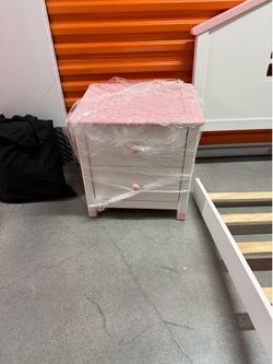 Princess Nightstand with 2 Drawers – White & Pink