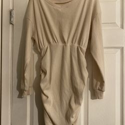 Ribbed Cream Dress