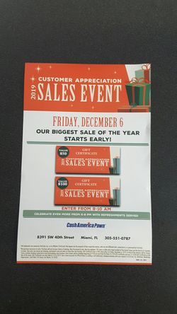 Sales Event Cash America