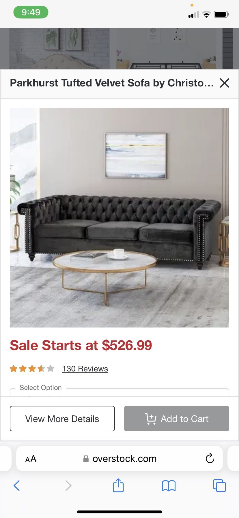Parkhurst Tufted Velvet Sofa