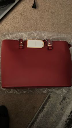 Red Tote Handbag with Gold Hardware