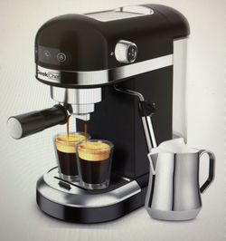 Espresso Machine 20 Bar Cafe Steam Maker. 1.4 Liter, Black- Geek Chef. Model No. GCF20D