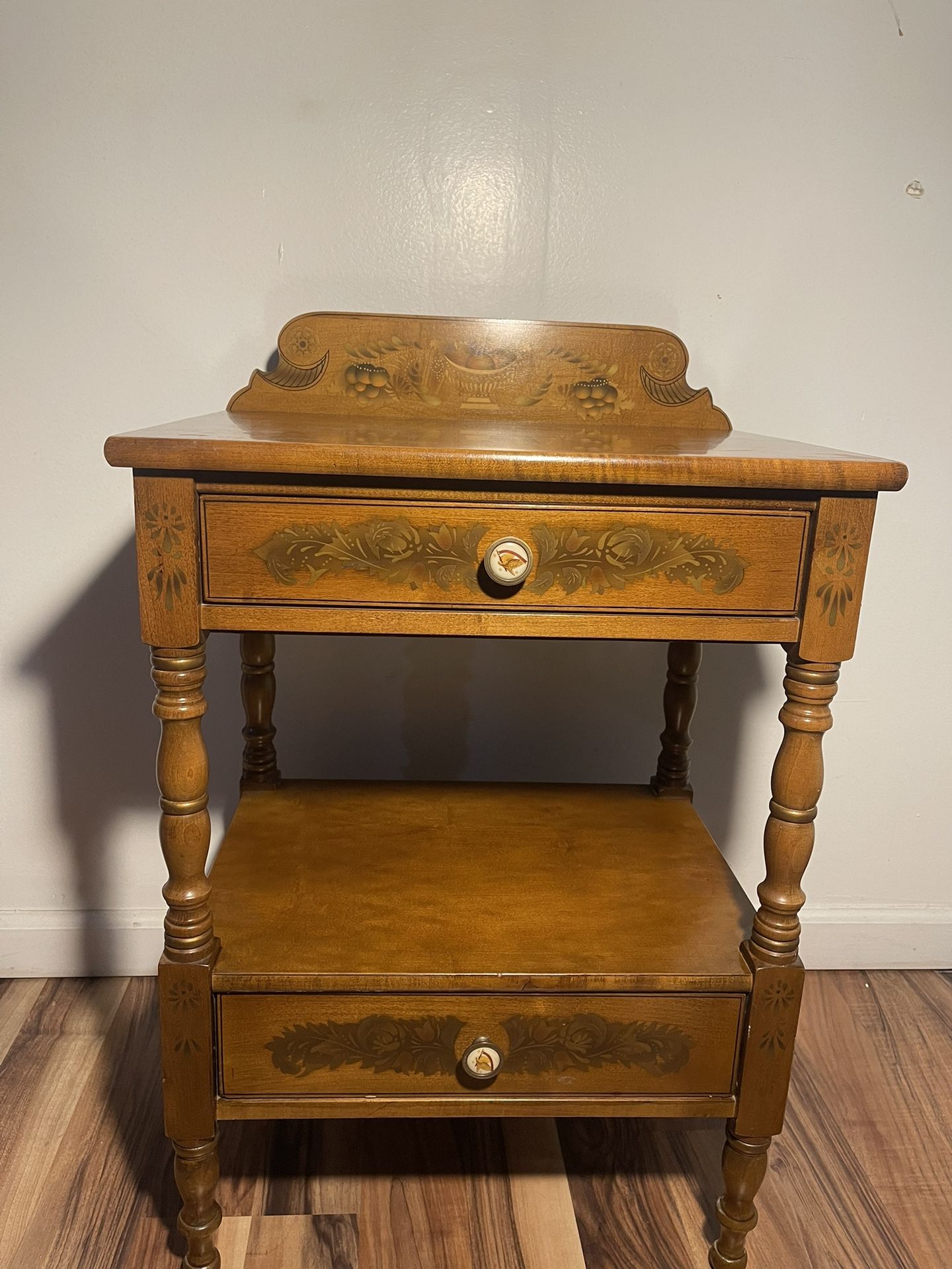 Late 20th Century L Hitchcock Harvest Maple Stenciled Two Drawers