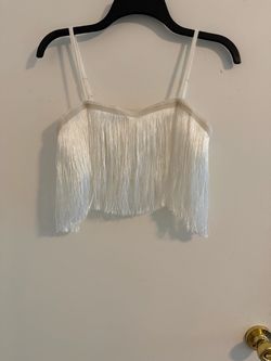Black and White Fringe Crop Tops