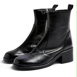 Topshop Women's Size 42 (US11.5) Mother Black Round Toe Leather Boots