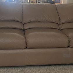 Leather Sofa, with Matching Large Chair And Ottoman  