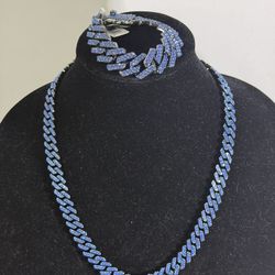 Invicta Elements Men's XL Drip Chain Bracelet & Chain Glacier Ice Blue Set NEW