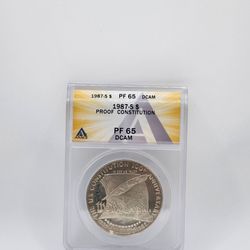 1987-S US Constitution 200th Anniversary Silver Dollar ANACS PF65 DCAM Proof