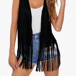 women’s fringe vest, size large! brand new!