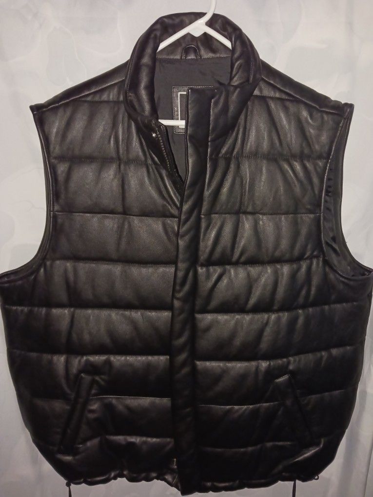 Leather Puffer vest Premium Heavy Quality By Bachrach