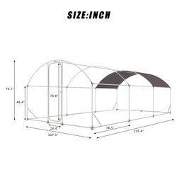 Large Metal Chicken Coop with Run, 19.7x9.8x6.6ft, Walkin Poultry Cage for Yard with Waterproof Cover, Dome Roof Large Poultry Cage for Hen House, Duc