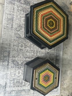 Custom Bottle Cap Epoxy Coffee Table And End Table