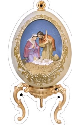 Vtg Avon Holiday Treasures 2002 “Gloria” Holy Family Nativity Musical Eggw/Stand
