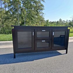 Wooden Tv Stand W/ Glass Windows 