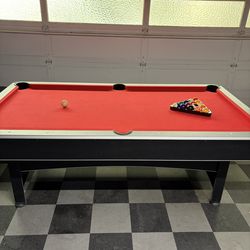 7ft red felt Pool table