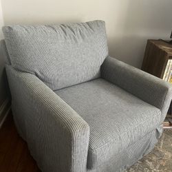 Blue striped accent Chair