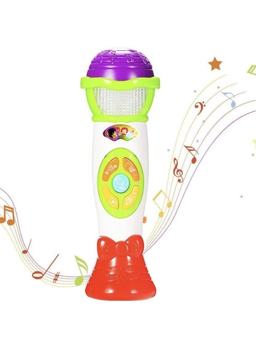 Kids Microphone Toy, Voice Changing and Recording Microphone with Colorful Light Musical Toys (Green)