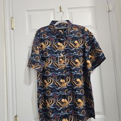 JTM Cr8ative Designs Golden Kraken Men's Oceanic Octopus Print Shirt