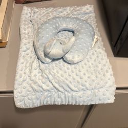 Baby Blue Blanked And Neck Pillow 